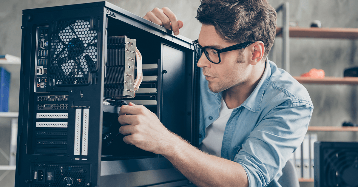 A PC builder at work